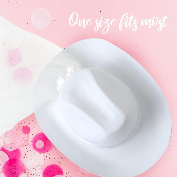 4919 Cowgirl Hats - 7 Pack Includes 1 Bride White Cowboy Hat And 6 Pink main image 4